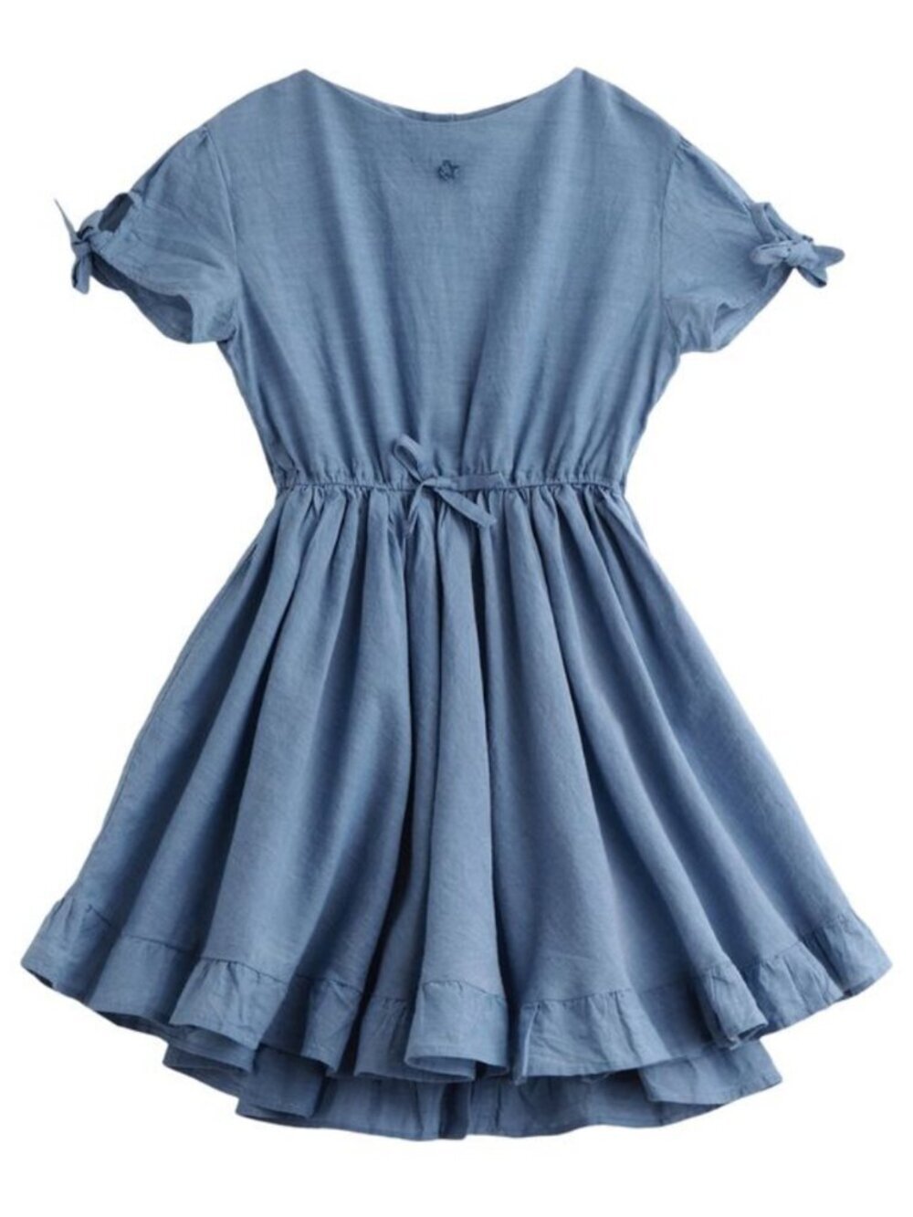 🌟 TOCOTO VINTAGE 🌟 GIRL'S COTTON CHAMBRAY DENIM FIT & FLARE DRESS BLUE SZ 3